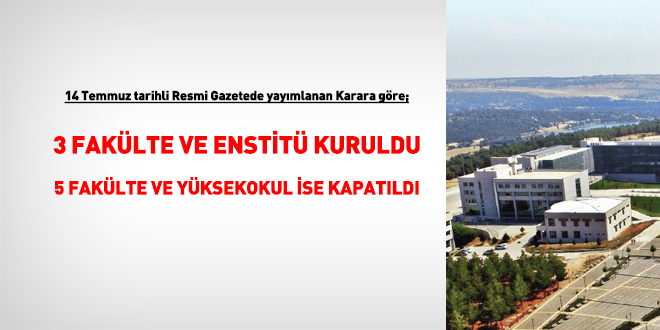 3 fakülte ve enstitü kuruldu, 5 fakülte ve yüksekokul ise kapatıldı