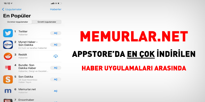 Memurlar.net en ok indirilen haber uygulamalarndan birisi oldu