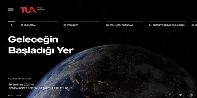 Türkiye Uzay Ajansının internet sitesi ödüle layık görüldü