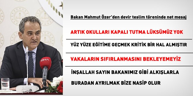 Yeni Bakan Özer: Vakaların sıfırlanmasını bekleyemeyiz