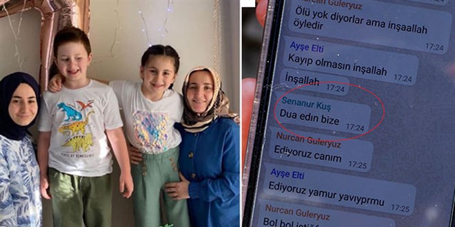 Selde kaybolan Senanur'un Whatsapp grubuna attığı son mesaj ortaya çıktı