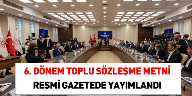 6. dnem Toplu Szleme metni Resmi Gazetede yaymland