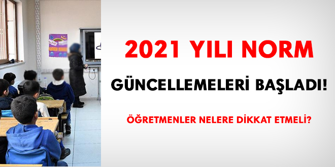 2021 yılı norm güncellemeleri başladı. Öğretmenler nelere dikkat etmeli!