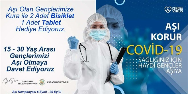 Aşı olanlara kurayla bisiklet ve tablet hediye edilecek