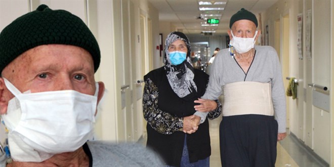 80 yaşında koronavirüsü ve kanseri yendi eşi ile hastaneden el ele çıktı