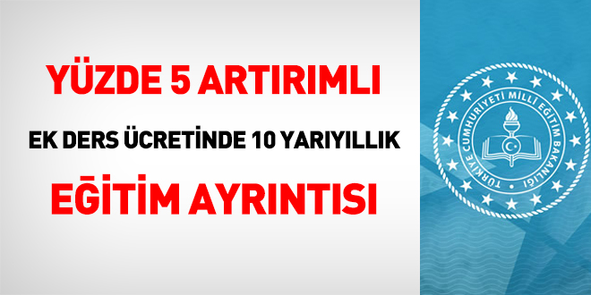 Yzde 5 artrml ek ders cretinde 10 yaryllk eitim ayrnts