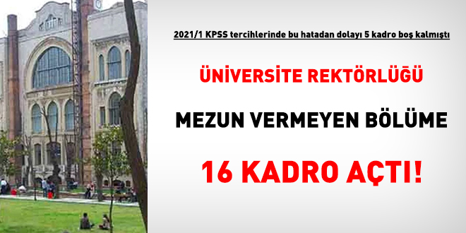 Üniversite, mezun vermeyen bölüme 16 kadro açtı!