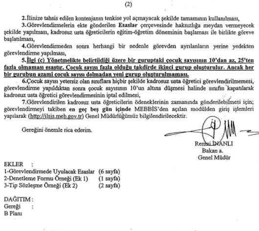 Kadrosuz Usta Ogretici Gorevlendirilmesine Iliskin Esaslar