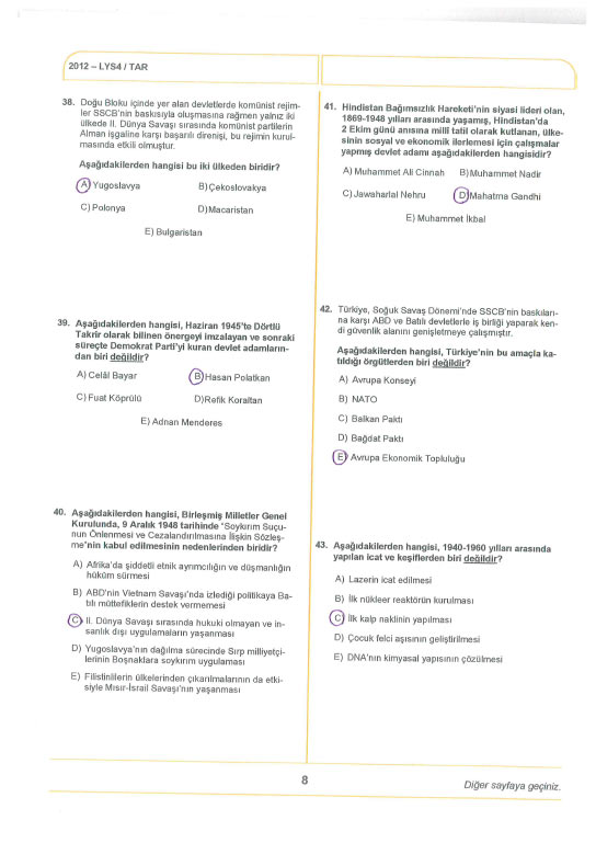 ballışeyh YKS-ÖSS-LGS-LYS Çıkmış Sorular (1999-2020) | Öğrenci Gündemi