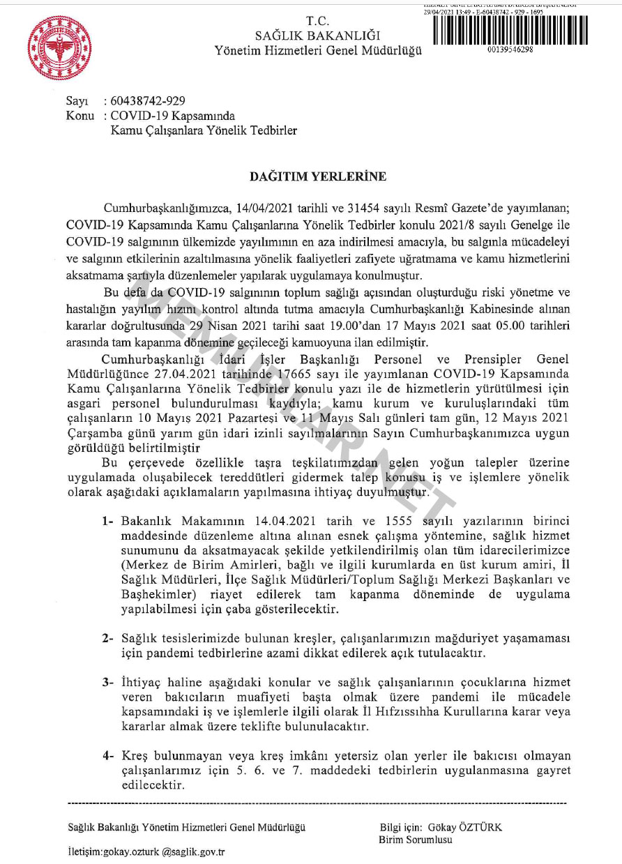 Bakanlıktan, sağlık personeline yönelik 'kreş' kararı