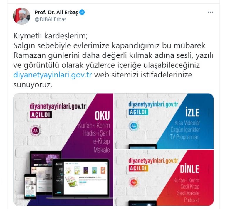 Diyanet'in yeni dijital platformu açıldı