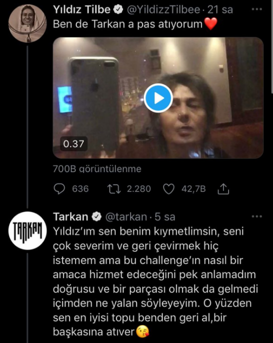 Tarkan'dan Yıldız Tilbe'ye ret