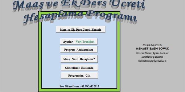 Maaş hesaplama programı (M. E. GÖMÜK)
