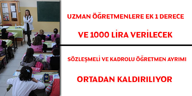 Erdoğan: Uzman öğretmenlere ek 1 derece ve 1000 lira vereceğiz
