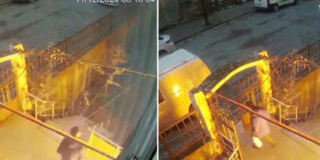 Sitenin girişini ateşe verip kaçtı: İşte o anlar