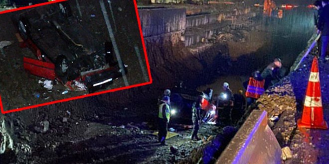 Otomobil alt geçit için kazılan tünele düştü: 7 yaralı