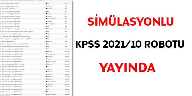 Simülasyonlu KPSS 2021/10 robotu yayında