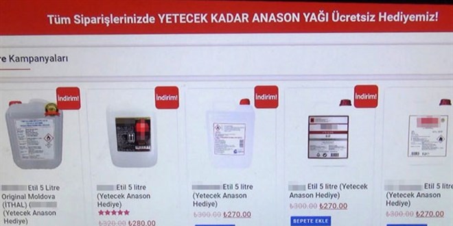 İnternetten alınıp, kargoyla teslim edilen 'anason hediyeli' alkol