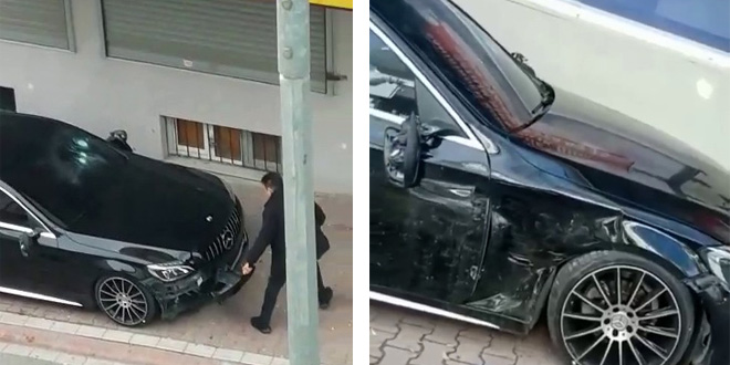 Öfkeli koca dehşet saçtı: Eşinin lüks otomobilini pert etti