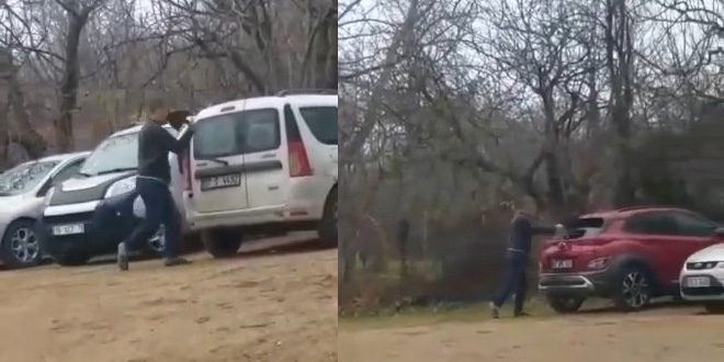 Elindeki kürek ile araçların camını kıran zanlı tutuklandı