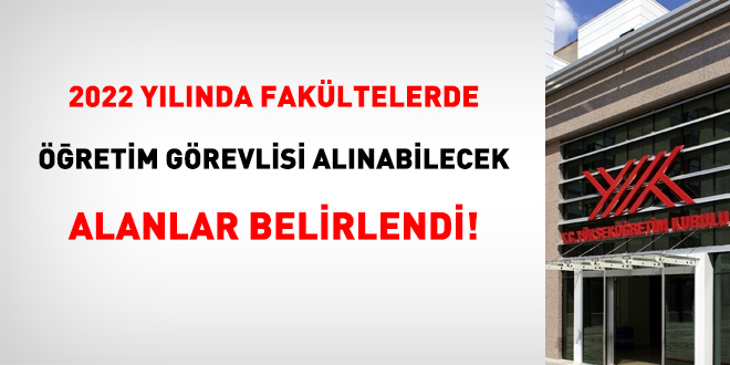 2022 yılında fakültelerde öğretim görevlisi alınabilecek alanlar belirlendi!