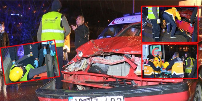 Otomobil, yolda çalışma yapan işçilerin arasına daldı: 6 yaralı
