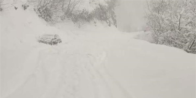 Kar yağışı sonrası çığ düştü, yol ulaşıma kapandı