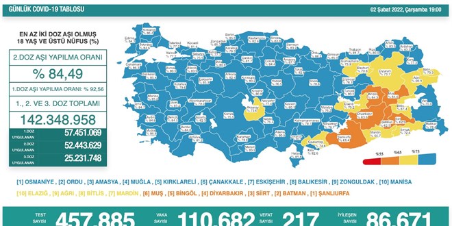 Vaka sayısı 110 bin 682, vefat sayısı 217 oldu