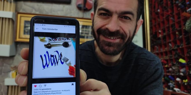 Çatalla yazı yazdı, dünyada milyonlarca kez izlendi