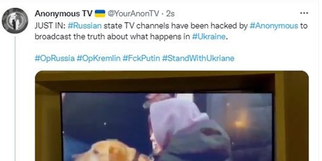 Anonymous'dan, Rus devlet televizyonuna siber saldırı
