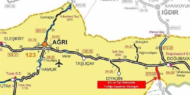 Çaldıran-Doğubayazit yolu ulaşıma kapatıldı