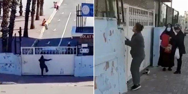 Bir aydır okulun kapısını tekmeleyip, camlara taş atıyor
