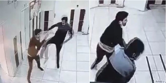 Veli ve öğretmen arasındaki kavga kameraya yansıdı