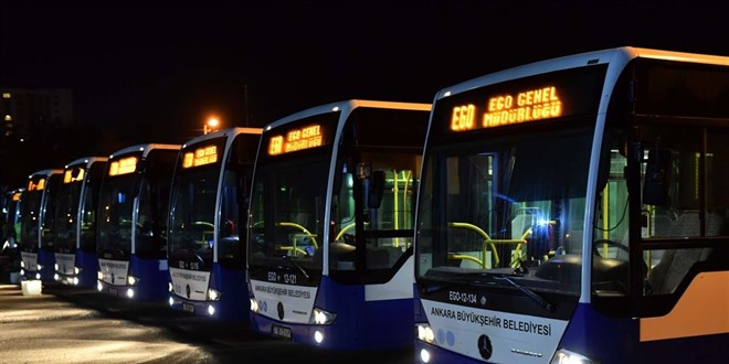 Bakentte EGO otobslerinin gece seferleri yeniden balyor