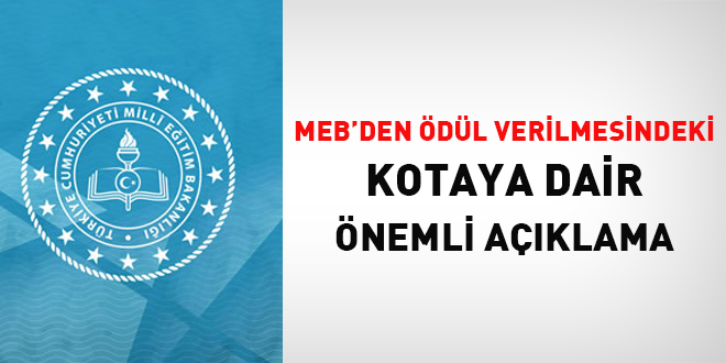 MEB'den ödül verilmesindeki kotaya dair önemli açıklama
