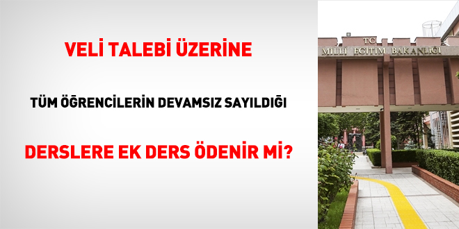 Veli talebi üzerine tüm öğrencilerin devamsız sayıldığı derslere ek ders ödenir mi?