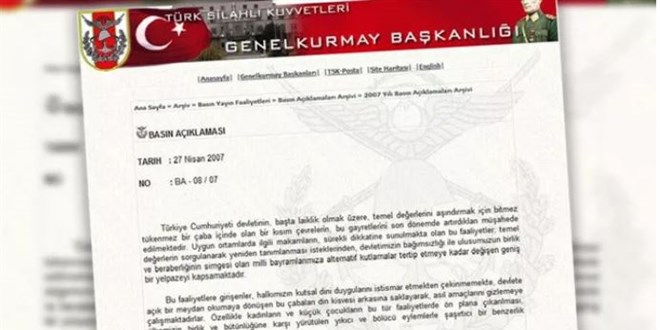 '27 Nisan e-Muhtıra'nın üzerinden 15 yıl geçti