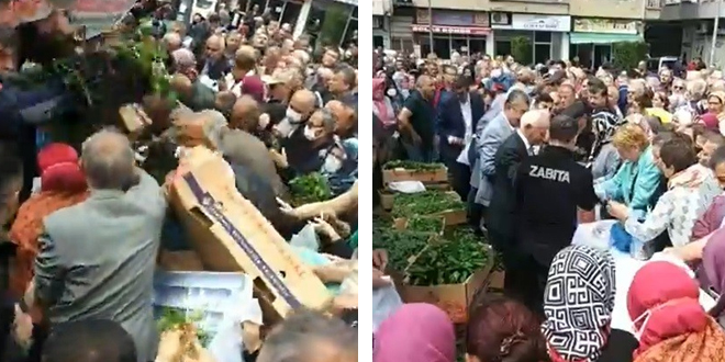 Belediyenin fide dağıtımında tepki çeken görüntüler