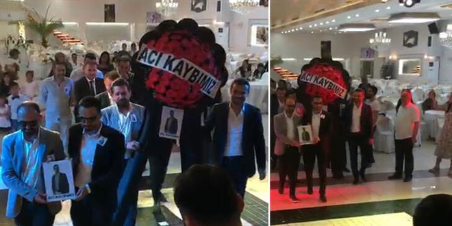 Düğünde damada, arkadaşlarından 'Acı kaybımız' çelengi