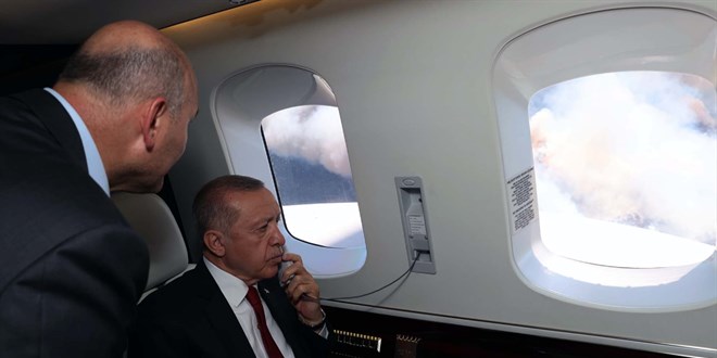 Cumhurbaşkanı Erdoğan Marmaris'te yangın bölgesinde