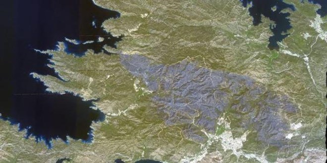 Marmaris yangını, uzaydan böyle görüntülendi
