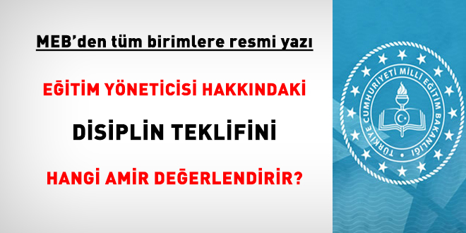 Eğitim yöneticisi hakkındaki disiplin ceza teklifini hangi disiplin amiri değerlendirir?