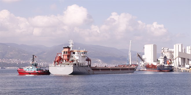 Ukrayna'dan gelen mısır yüklü gemi 'Polarnet' Derince Limanı'na ulaştı