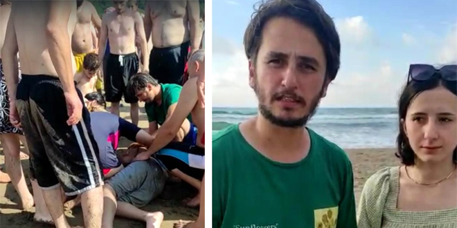 Paramedik çift, plajda boğulma tehlikesi geçiren çocuğu hayata döndürdü