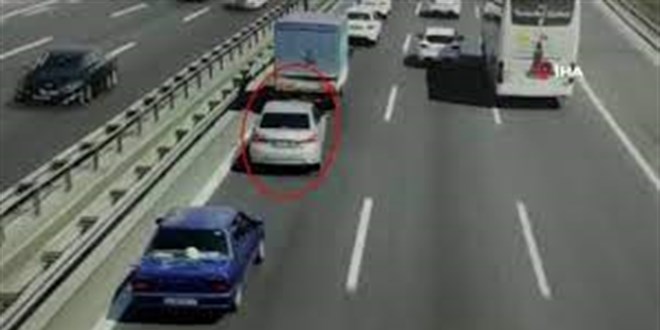 Emniyet şeridini işgal edenler dronla yakalandı