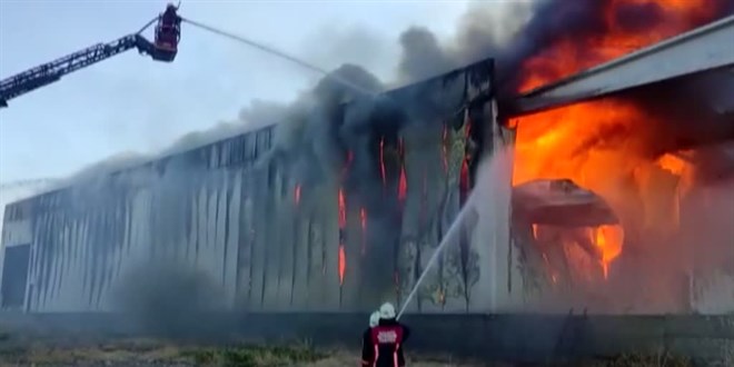 Malatya'da kay�s� depolama fabrikas�nda yang�n ��kt�