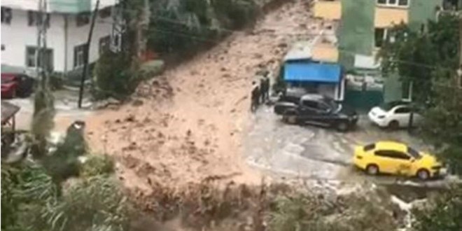 Artvin'deki şiddetli yağış dereleri taşırdı