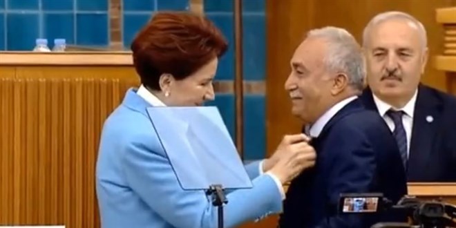 Akşener, eski Bakan Fakıbaba'ya rozet taktı