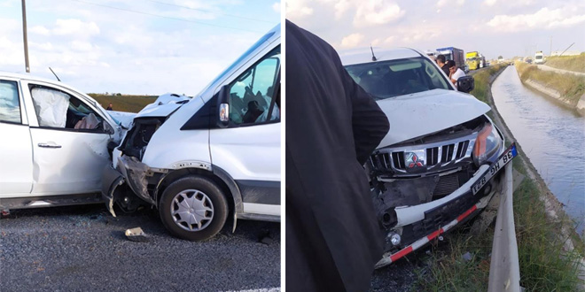 İki aracın çarpışması sonucu 8'i infaz koruma memuru 10 kişi yaralandı