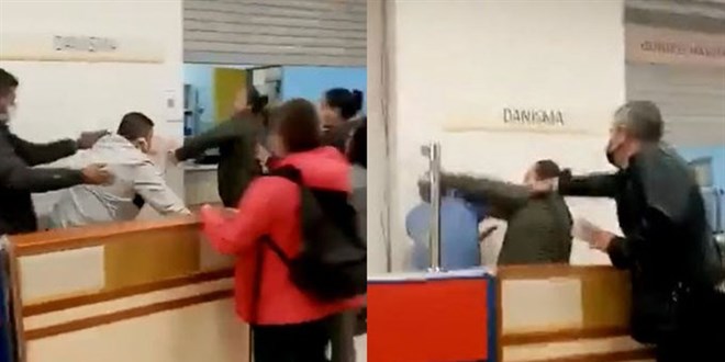 Hastane görevlilerine saldırı anı kameralarda